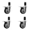 Service Caster 4'' Black Poly Swivel 1-5/8'' Expanding Stem Caster Set Total Lock Brake, 4PK SCC-EXTTL20S414-PPUB-BLK-158-4 - alternate 1